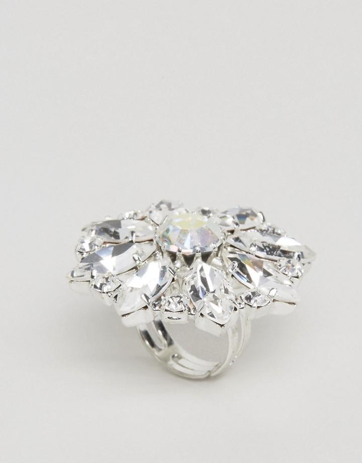 Krystal London Swarovski Crystal Eclectic Daisy Ring - Silver