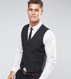 Selected Homme Suit Vest With Mini Plaid In Skinny Fit With Stretch - Black