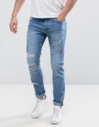 Only & Sons Slim Fit Jeans With Extreme Distressing - Blue