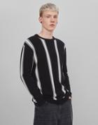 Bershka Vertical Stripe Sweater In Black