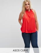 Asos Curve Swing Top With Ruched Neck - Red