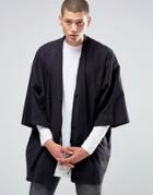 Asos Tie Front Kimono In Black - Black