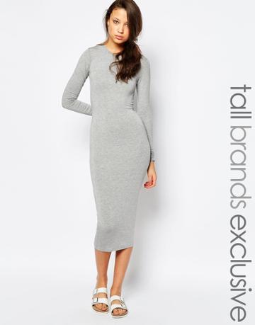 Ttya Long Sleeve Midi Tube Dress - Gray