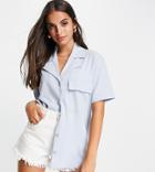 Stradivarius Boxy Set Shirt In Blue-blues