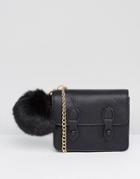 Asos Mini Satchel Bag With Detachable Pom - Black