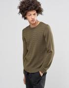 Asos Cable Sweater In Merino Wool Mix - Green