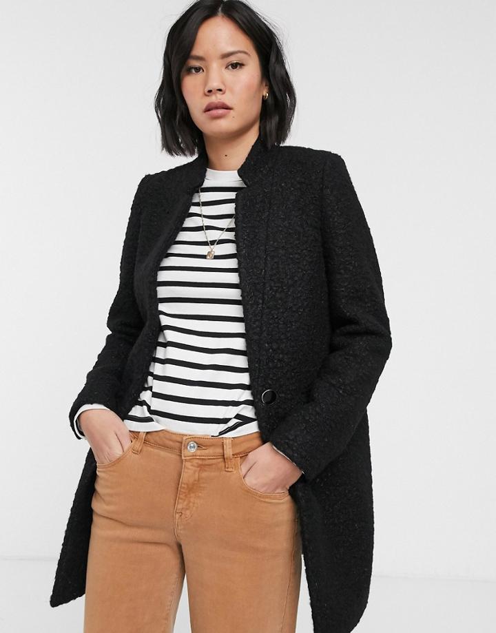 Gianni Feraud Boucle Notch Collar Slim Coat-black