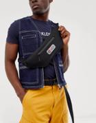 Asos Design Cross Body Bag In Black Scuba With Rubber Badge - Black