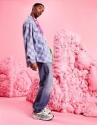 Asos Design 90s Oversized Shirt In Bleachwash Checkerboard Print-blue