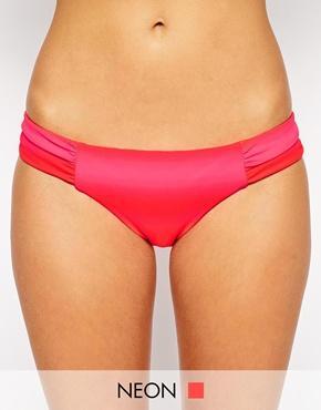 Seafolly Miami Ruched Side Bikini Bottom - Neon Melon