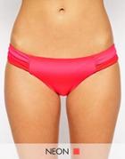 Seafolly Miami Ruched Side Bikini Bottom - Neon Melon