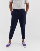 Asos Design Tapered Smart Pants In Navy Stripe - Gray