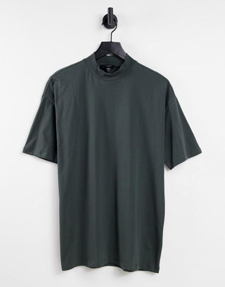 New Look Oversized Turtleneck T-shirt In Dark Green