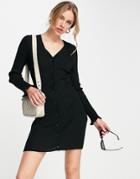 & Other Stories Ribbed Knitted Mini Dress In Black