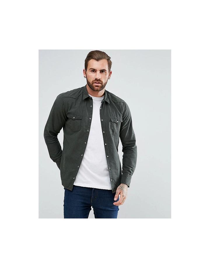 Boss Orange By Hugo Boss Erodeo Slim Fit Double Pocket Shirt In Khaki - Green