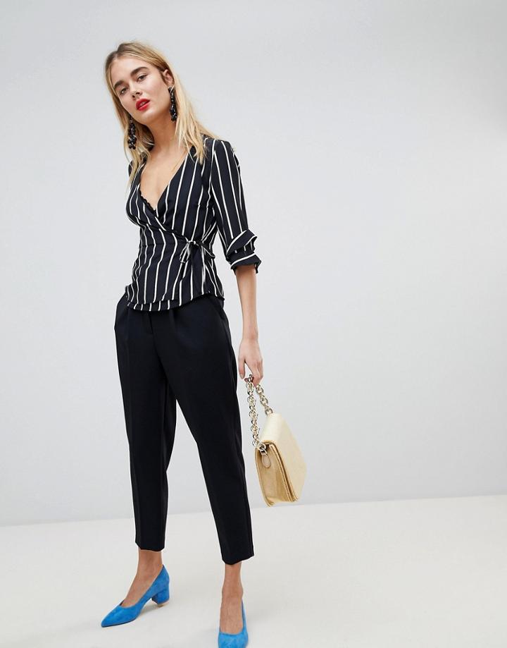 Warehouse Peg Leg Tailored Pants - Black