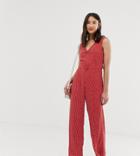 Vero Moda Tall Polka Dot Belted Jumpsuit - Red