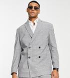 New Look Suit Jacket In Dark Gray Plaid