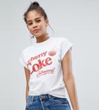 Asos Design Tall T-shirt With Cherry Coke Print In White - White