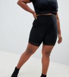 Fashionkilla Plus Lace Trim Bodycon Short In Black - Black