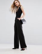 B.young Dalia Button Wide Leg Pants - Black