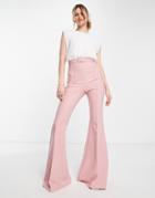 Asos Design Chiffon Top Belted Flared Leg Jumpsuit In Color Block-multi