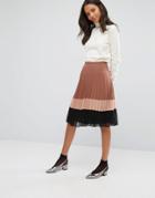 Miss Selfridge Color Block Pleated Chiffon Skirt - Multi