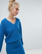 Asos Design Two-piece Sweater With V Neck - Blue