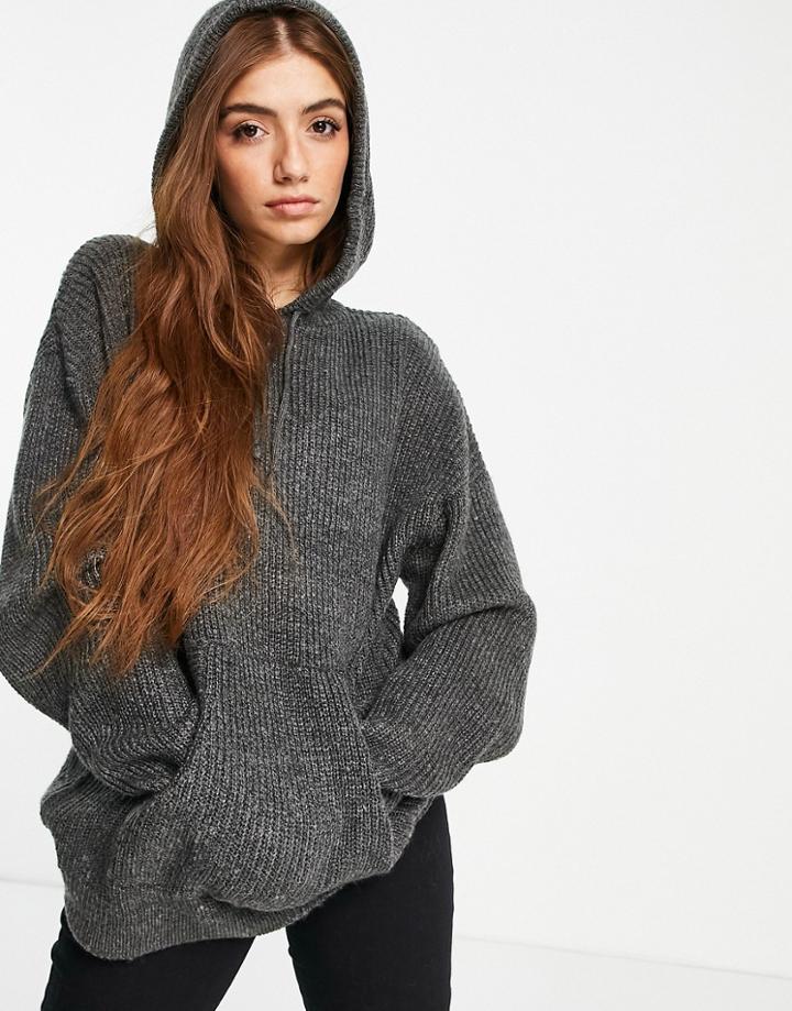 Violet Romance Knitted Hoodie In Gray-grey