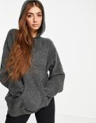 Violet Romance Knitted Hoodie In Gray-grey