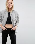 Asos Luxe Padded Bomber Jacket - Gray