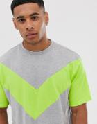 Another Influence Cut And Sew Neon Boxy T-shirt - Gray