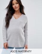Asos Maternity Ultimate Chunky Sweater With V Neck - Gray