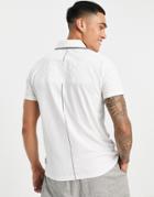 Armani Exchange Zip Neck Polo With Debossed Back Branding In White