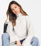Asos Design Maternity Boxy Sweater With High Neck And Turn Back Cuff In Oatmeal-neutral