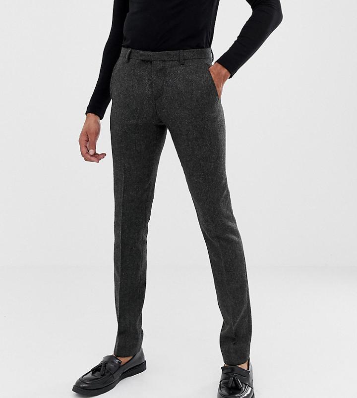 Twisted Tailor Super Skinny Suit Pants In Charcoal Donegal Tweed