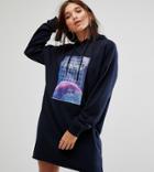 Missguided Intergalactic Vibes Hoody Dress - Navy