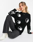 New Look Graphic Sweater In Black