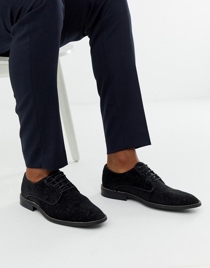 Asos Edition Derby Shoes In Black Jacquard With Chain Sole