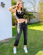 River Island Carrie Mom Jeans In Black