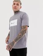 Mennace Short Sleeve T-shirt With Signature Box Logo In Gray - Gray