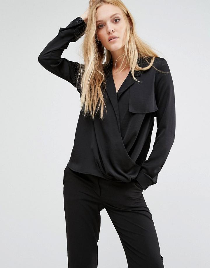 Y.a.s Faber Washed Silk Shirt - Black