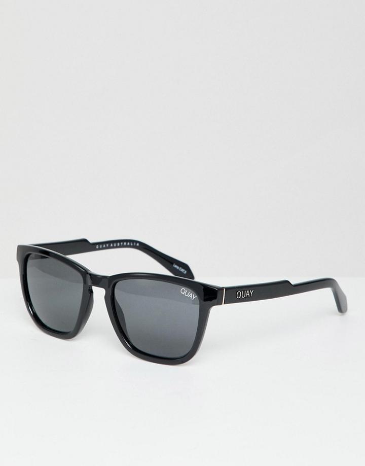 Quay Australia Hardwire Square Sunglasses In Black - Black