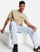 Only & Sons Organic Cotton Pique T-shirt With Piping In Tan-brown
