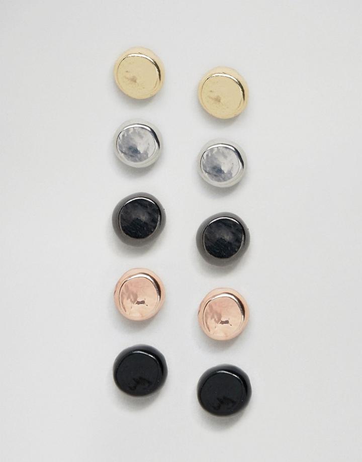 Designb Plug Earrings In 5 Pack Exclusive To Asos - Multi