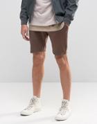 Asos Super Skinny Jersey Shorts In Brown - Potting Soil