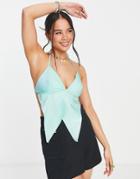 Another Reason Y2k Backless Handkerchief Top In Baby Blue