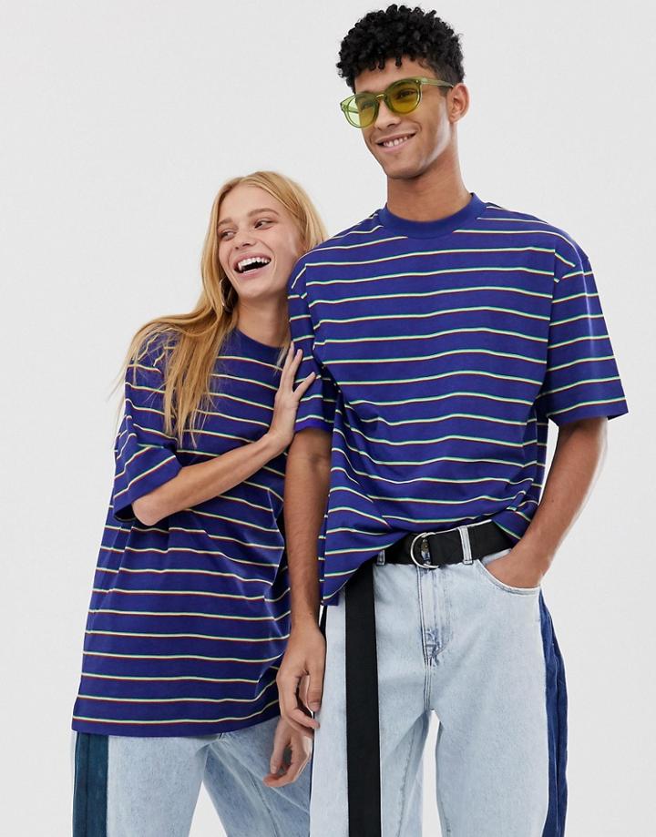Collusion Unisex Striped T-shirt - Blue