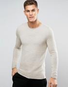 Selected Homme Ribbed Knit Sweater - Stone