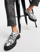 Asos Design Loafers In Gray Faux Snake On Chunky Sole-grey